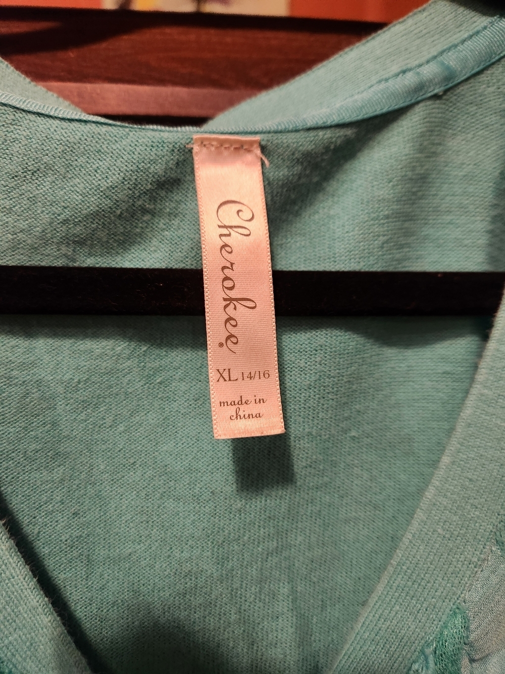 Cherokee Teal Ruffle-Front V-Neck Cardigan - Picture 3 of 5